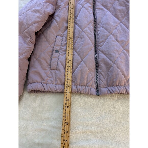 Nine West Jacket Extra Large Snap Up Puffer Bomber Quilted Pink Mauve - Picture 7 of 13